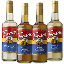 By The Cup Syrup Pumps, Fits Torani Syrup Bottles and Includes 1 of each,  French Vanilla and Classic Caramel 750 ml Coffee Syrup Flavoring